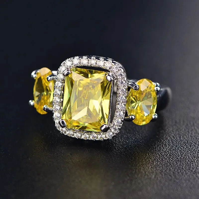 Женское Винтажное кольцо HIBRIDE желтое с кубическим цирконием ААА Свадебный Топ