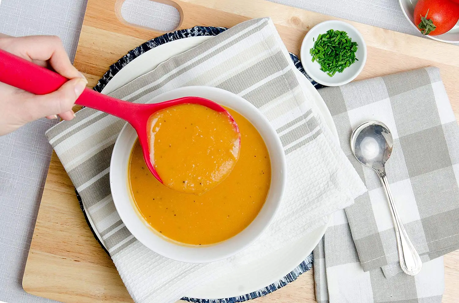 Силиконовая ложка Ковш (8 дюймов) термостойкая гигиеническая цельная конструкция