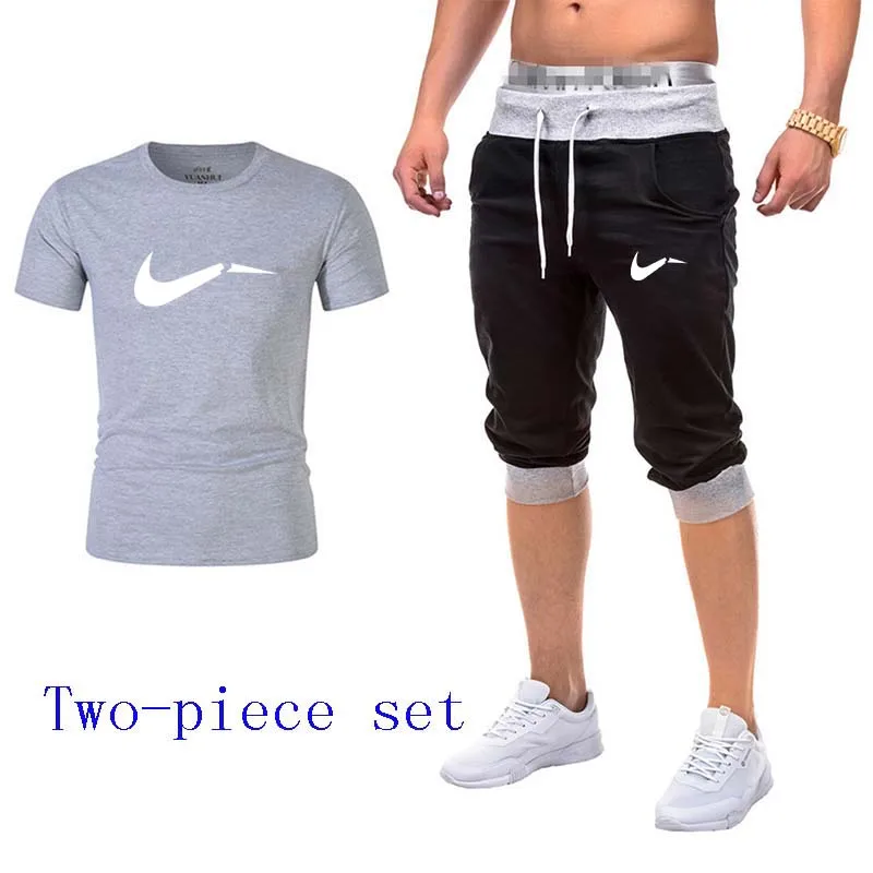 Спортивный костюм для бега фитнеса мужской с короткими рукавами облегающая
