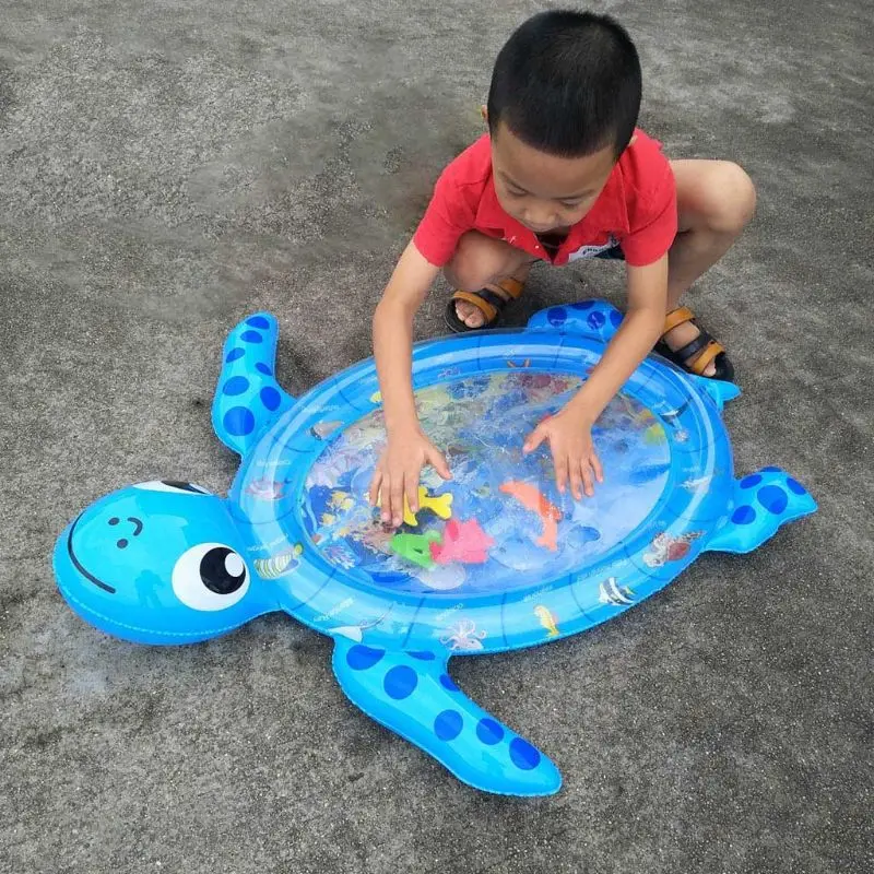 

Baby Water Play Mat Sea Turtle Shape Inflatable Infant Tummy Time Playmat Toy