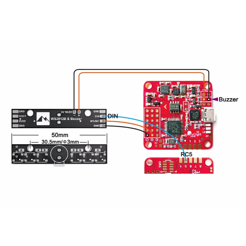 Светодиодный индикатор Matek System WS2812B 5 В Buzzer 2812 buz 6 чипов RGB arduino NAZE32 FC cleanflight Skyline32|matek