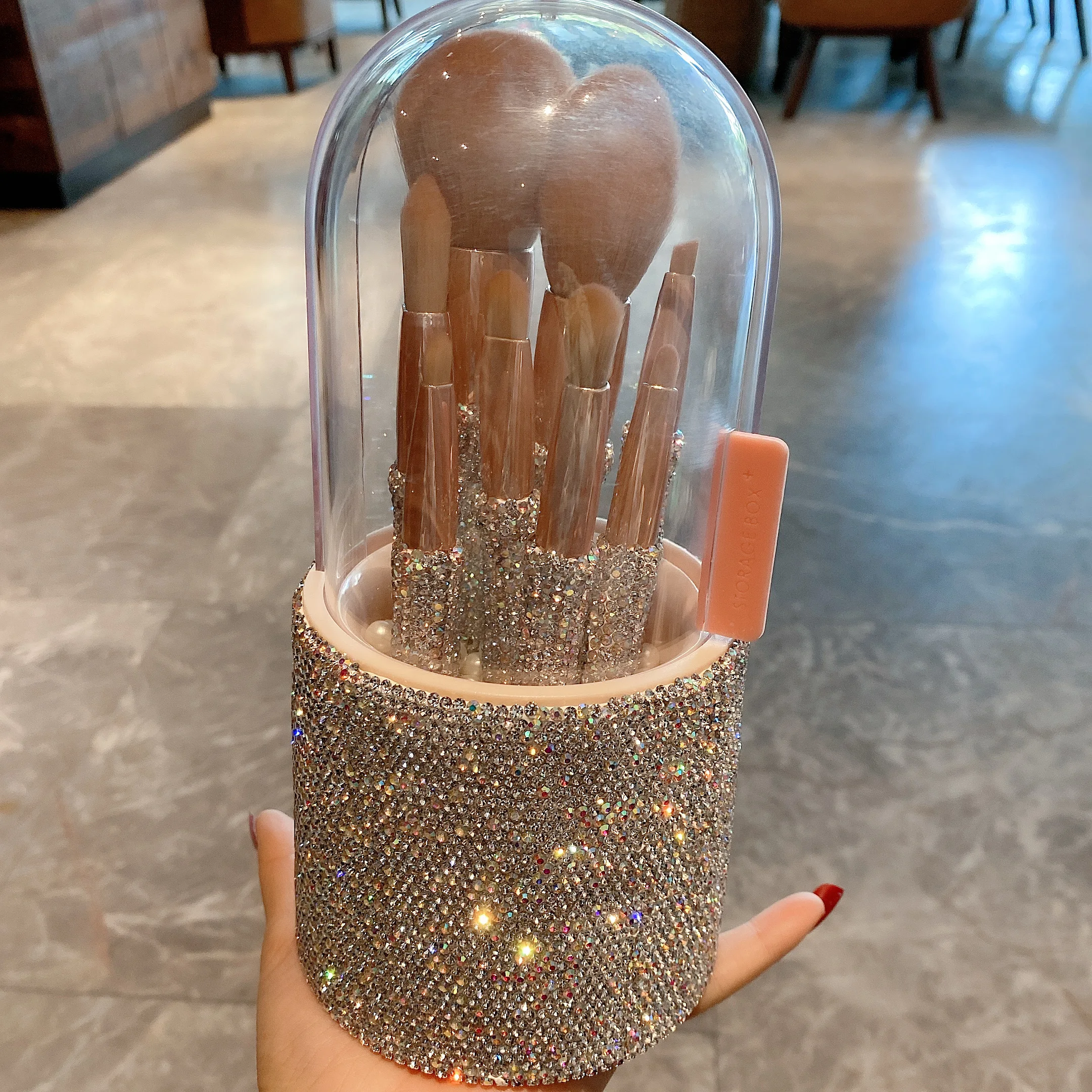 

CX Diamond Makeup Brush Holder Set Powder Brush Eye Shadow Brush Novice Beauty Tools 8 Pieces Full Set Luxury
