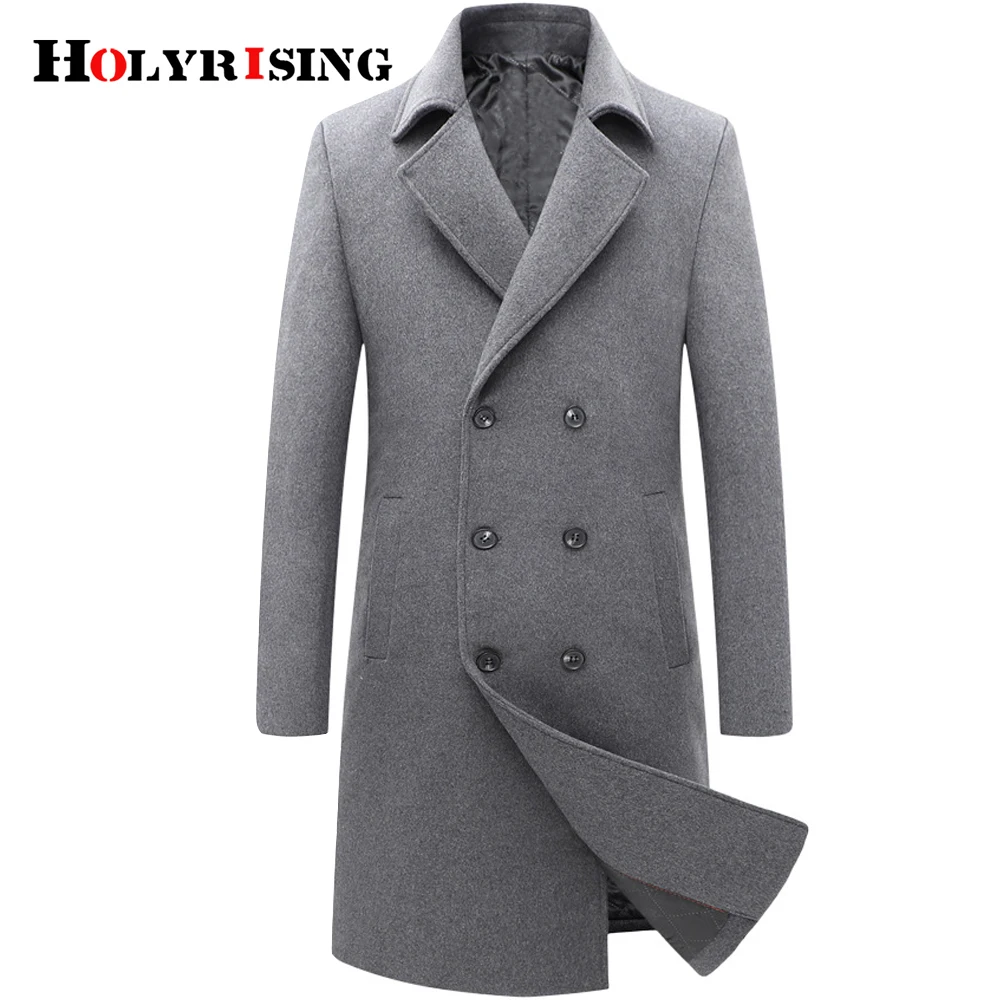 

Men Winter Wool Coat 2020 Men's New Double breasted business jacket Wool Blends Woolen Pea Coat Male Trench Coat Overcoat 19455