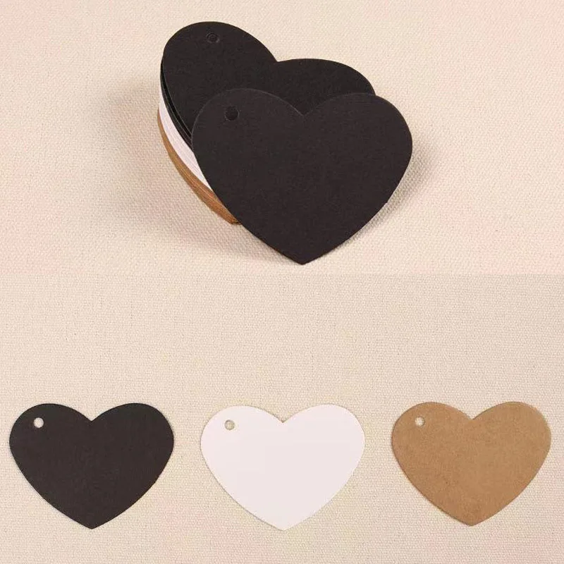100 шт. подвески из крафт бумаги в форме сердца 6 5 х5 см|Украшения своими руками для