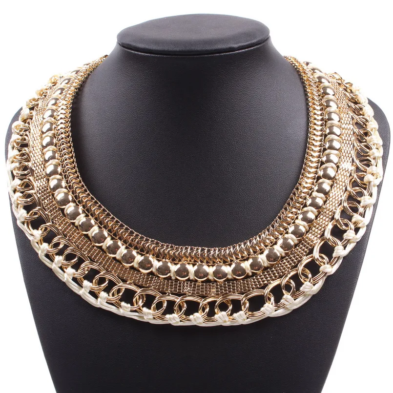 Цепочка Женская плетеная модный брендовый трендовый дизайн чокер золотая