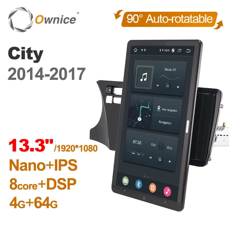

Автомагнитола Ownice, мультимедийный проигрыватель с возможностью поворота на 1920*1080, 13,3 дюйма, Android 10,0, для Honda City 2014-2017, Типоразмер 1DIN
