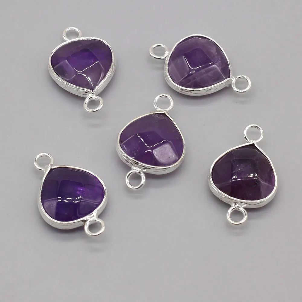 łącznik z kamienia naturalnego mały kształt kropli wody fasetowane ametysty Charms do wyrobu biżuterii bransoletka naszyjnik akcesoria