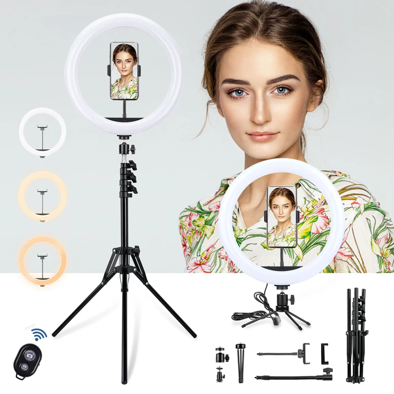 

12inch 33CM Photography Lighting Phone Ringlight Tripod Stand Photo Led Selfie Bluetooth remote Ring Light Lamp For Youtube Live