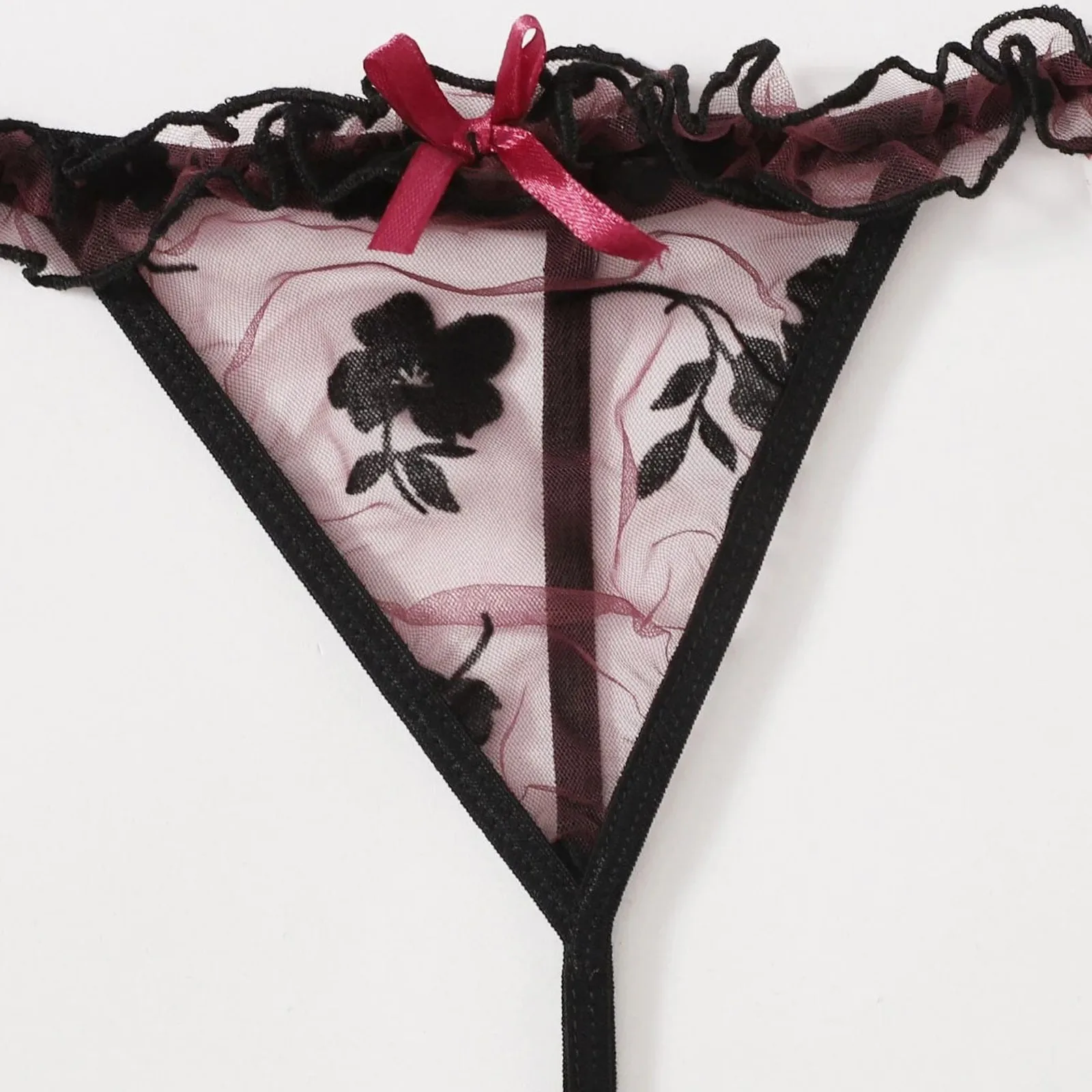 Для женщин нижнее белье женское сексуальное Комплекты стринги с цветочным