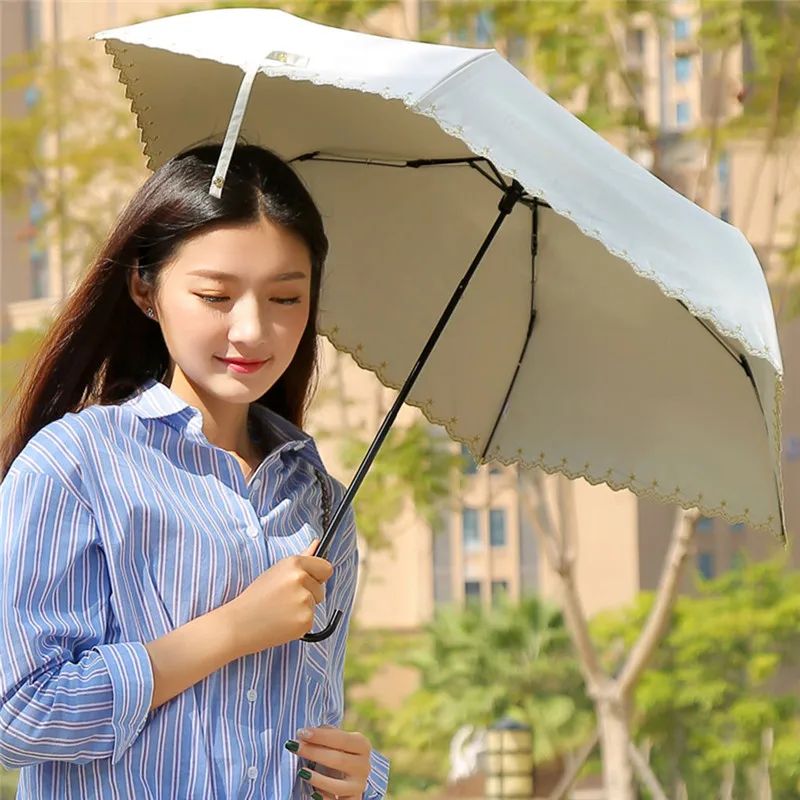 Aluminum Alloy Three Fold Hand Open Sun Protection UV Umbrella Ultra Light Mini Sunshade Non Automatic Folding Umbrellas @D | Дом и сад
