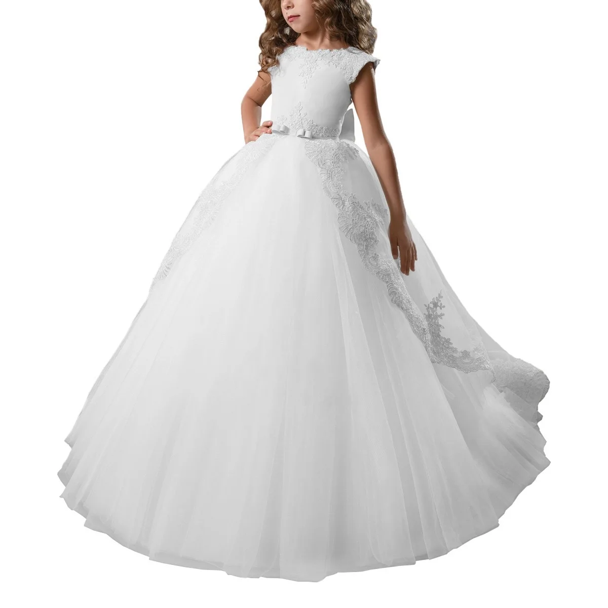 

Teenager Girls Flower Wedding Party Princess Froce Lace Evening Long Elegant Party Costume Kids Dress for Children