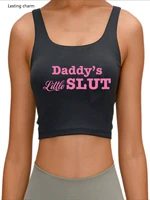 daddys little slut print crop top fun flirty camisole cami tank top girls fitted scoop neck crop top