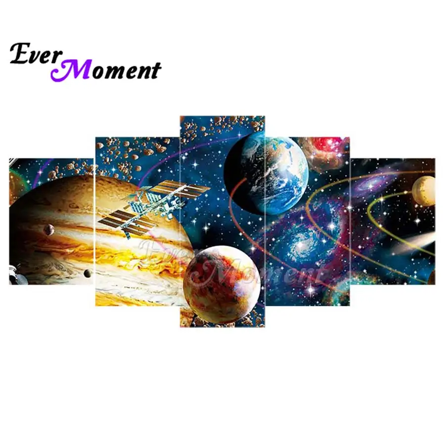 

Алмазная живопись Ever mom, мульти-картина, планета, красочная картина, полная квадратная смола, ремесленное искусство, украшение для стен 5M013