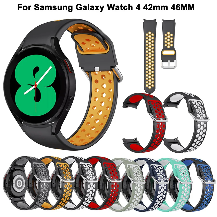 

Ремешок силиконовый для Galaxy Watch 4 44 мм 40 мм, дышащий браслет для Samsung Galaxy Watch 4 classic 46 мм 42 мм, 2021