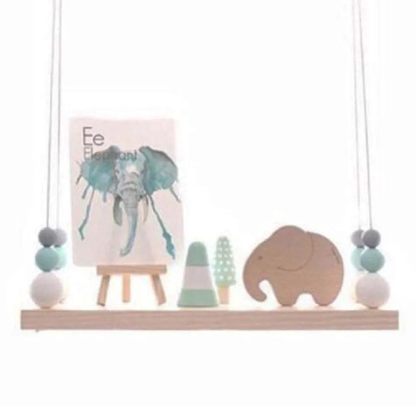 

Nordic Kids Baby Room Wall shelf Child Decorative shelf hanging with Rope and Wooden Board Ins Style Shape Princess Bedroom