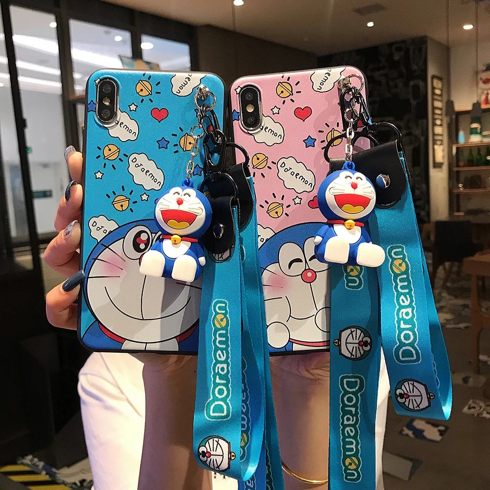 Для iphone 11 чехол Doraemon силиконовый для телефона с ремешком 6 7 8TPU мягкий X XR мобильный