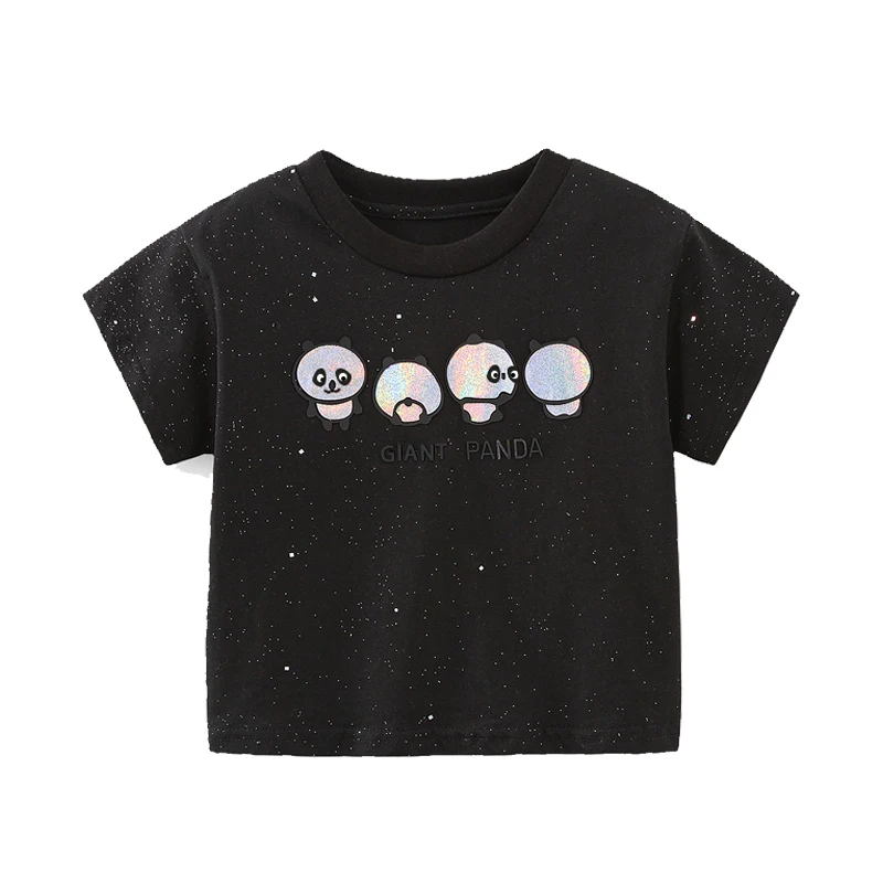 

Baby Panda Short-sleeved T-shirt 2021 Summer New Boy Children's Children's Round Neck Bottoming Shirt
