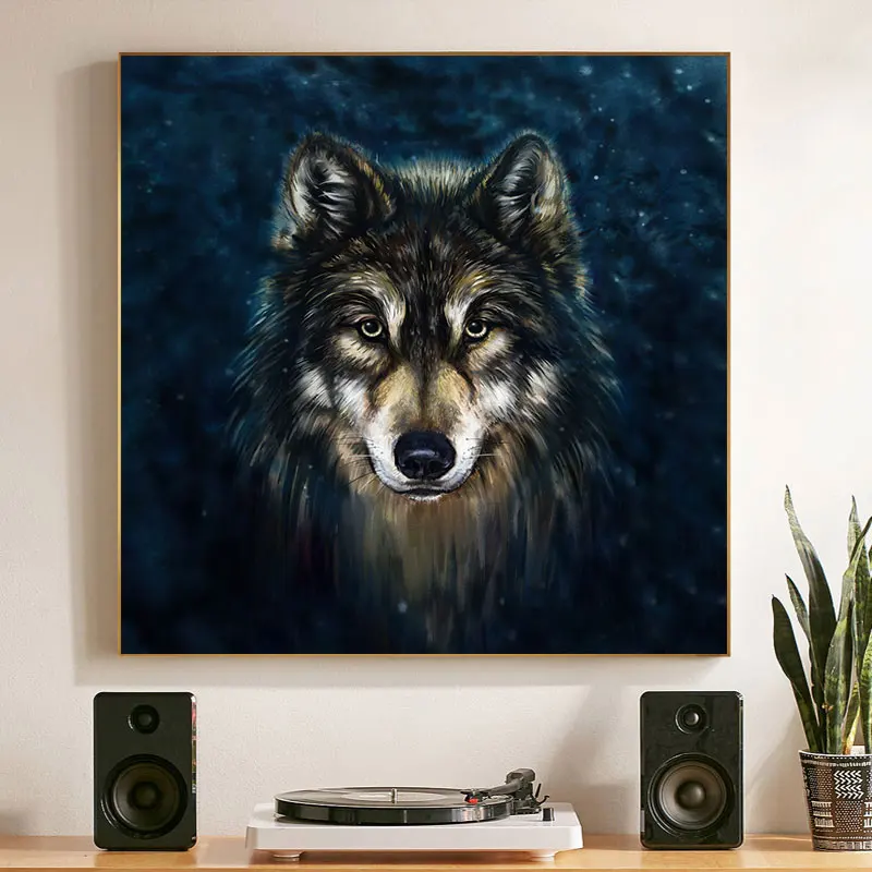 Абстрактная животная Настенная картина Волк Картина на холсте картины плакаты и