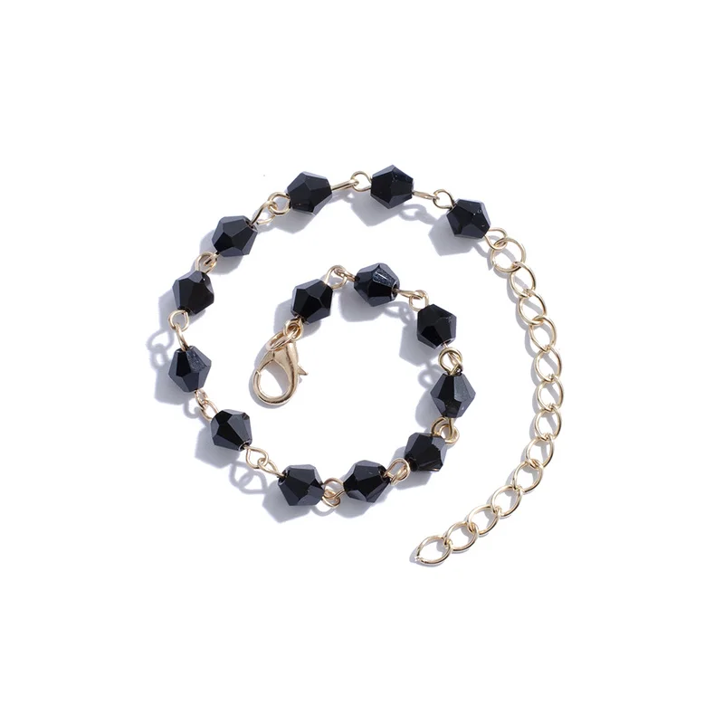 Женские панковские браслеты Sindlan черные с бусинами на щиколотке для девушек