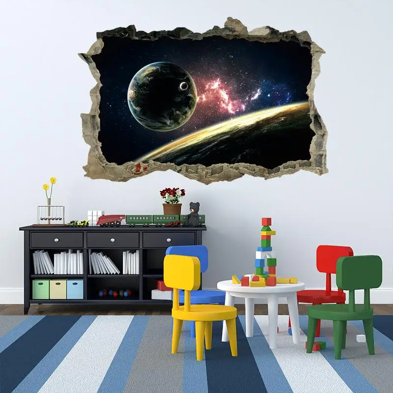 

45*60 см космического пространства планеты 3D наклейки на стену космической галактики настенные наклейки для детской комнаты детская спальня ...