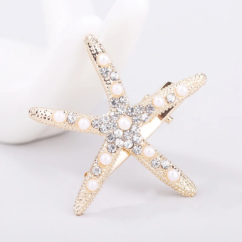 Модные стразы с жемчужинами и морскими звездами женская заколка для волос