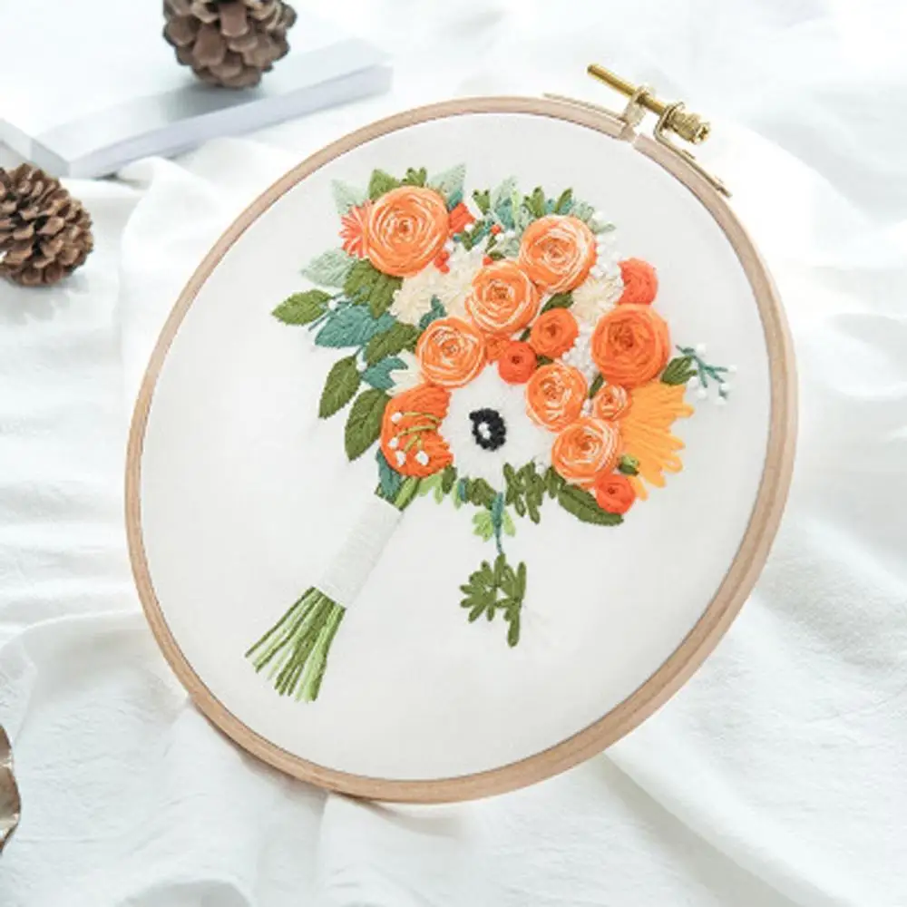 DIY Embroidery Flower Handwork Needlework for Cross Stitch Kit Ribbon Painting Hoop Home Decoration QE | Дом и сад