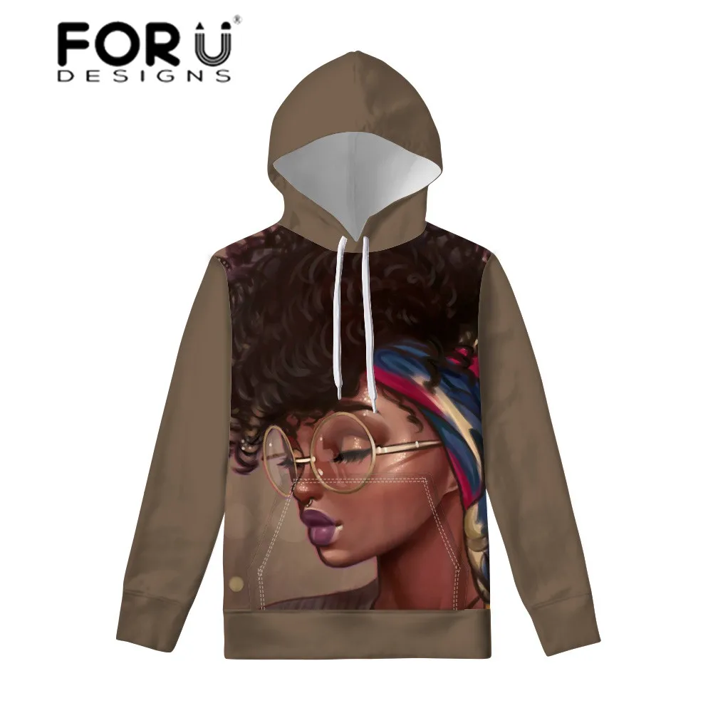 FORUDESIGNS, женские толстовки, черные, для девушек, волшебная африканская толстовка с капюшоном, для девушек, с круглым вырезом, пуловеры для женщин, топы, уличная одежда