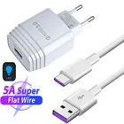 Быстрое зарядное устройство со светодиодной подсветкой QC 3,0 USB 5A Type C, зарядный кабель для Samsung M21 A50 Huawei Y8p Honor 9 Redmi Note 7 8 pro, адаптер для телефона