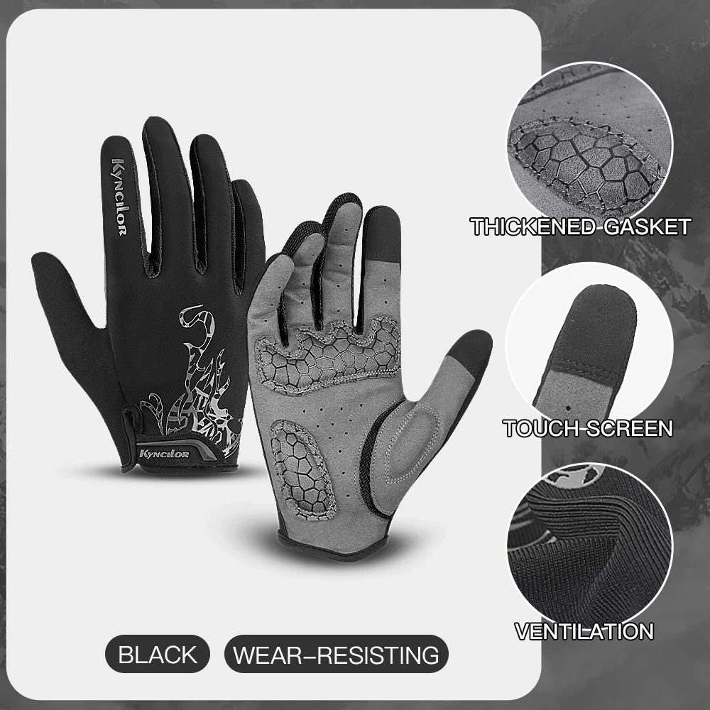 

Outdoor Mountain Bike Long Finger Gloves Breathable Shock Absorption Men's and Women's Sports Fitness Touch Screen Riding Gloves