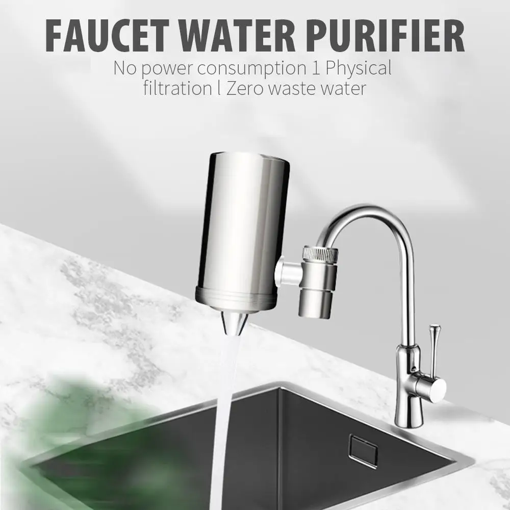 

Water Filter Faucet Filter Water Tap Purifier Stainless Steel Durable Sturdy Head Purified Tool