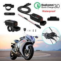 dual usb motorcycle charger qc3 0 fast charging dc12v waterproof motor phone charger with voltmeter motorcycle handlebar charger