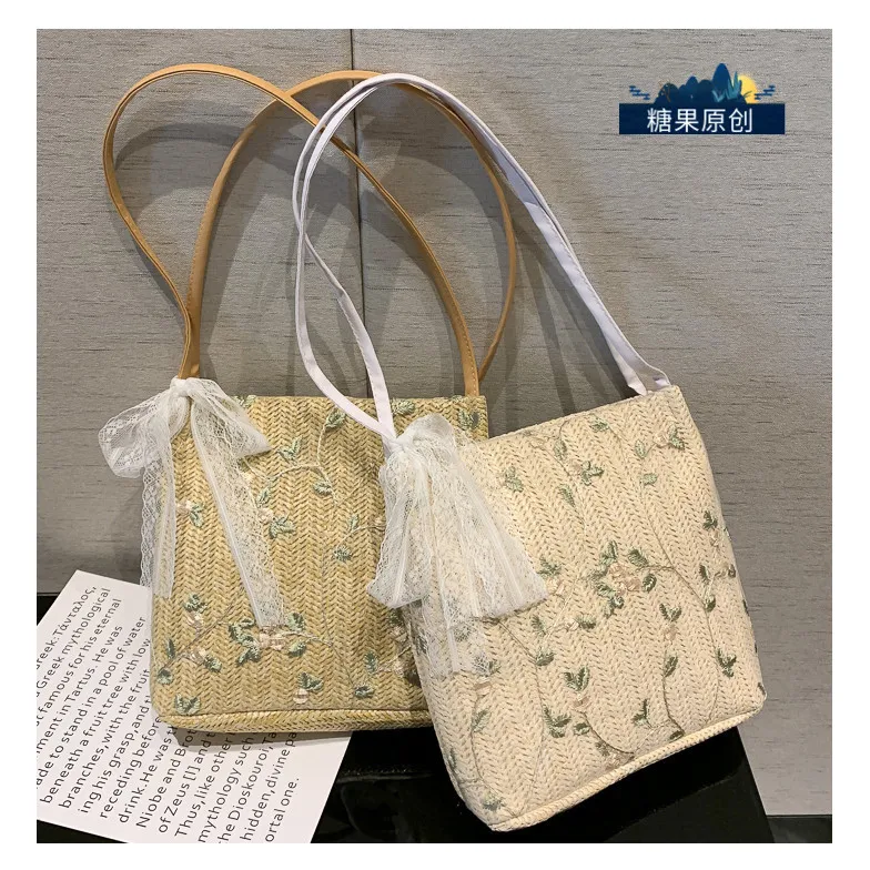 2021 Новое летнее платье на одно плечо модная Плетеная соломенная сумка|Сумки с