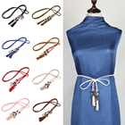 Винтажный плетеный пояс с бахромой, платье на бретельках, винтажный трикотажный пояс Harajuke, Повседневная блузка, тонкий пояс, черный, красный