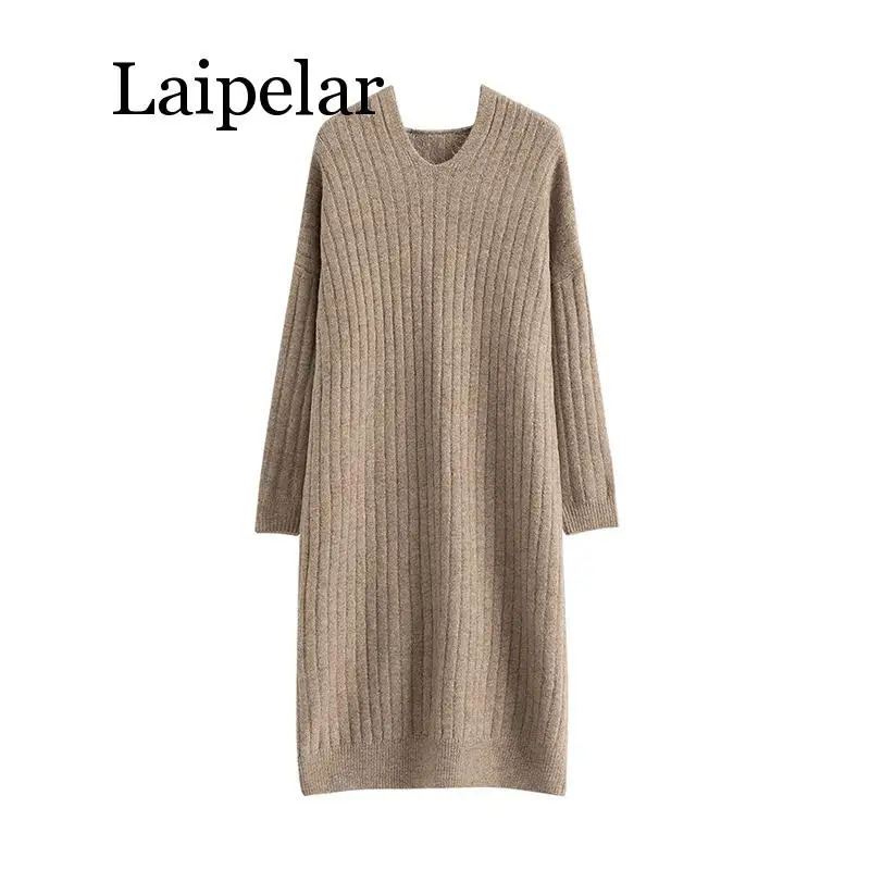 

Oversize Thick Long Coarse Warm Sweater Dress Women Autumn Winter Female Casual Loose Knit Straight Hooded Sweater Dress