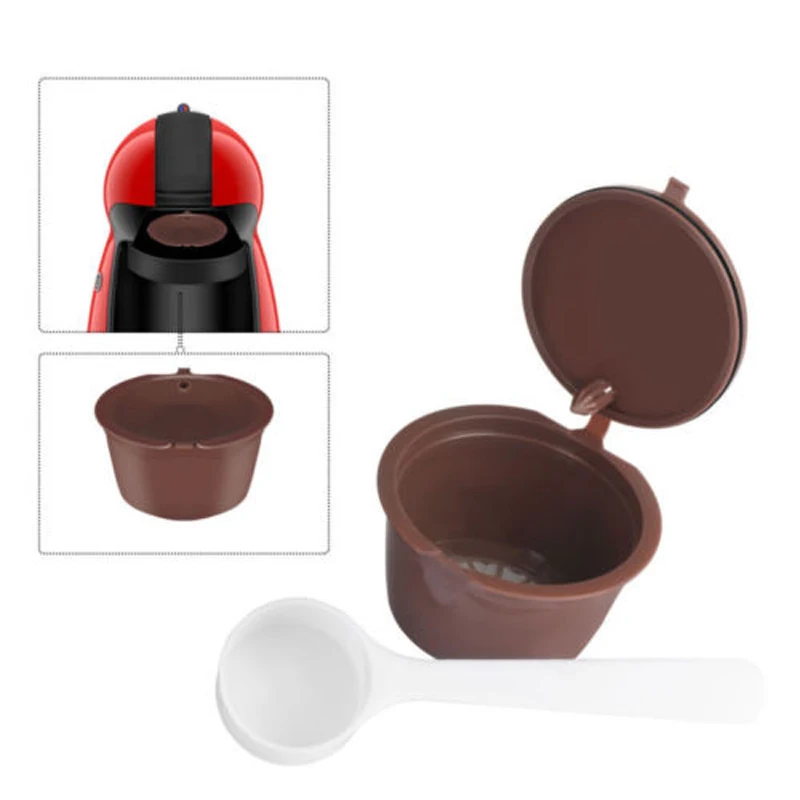 Reusable Coffee Capsule For DOLCE GUSTO Machine Hot Chocolate Filter Set Refillable +Spoon Kitchen Accessories | Дом и сад