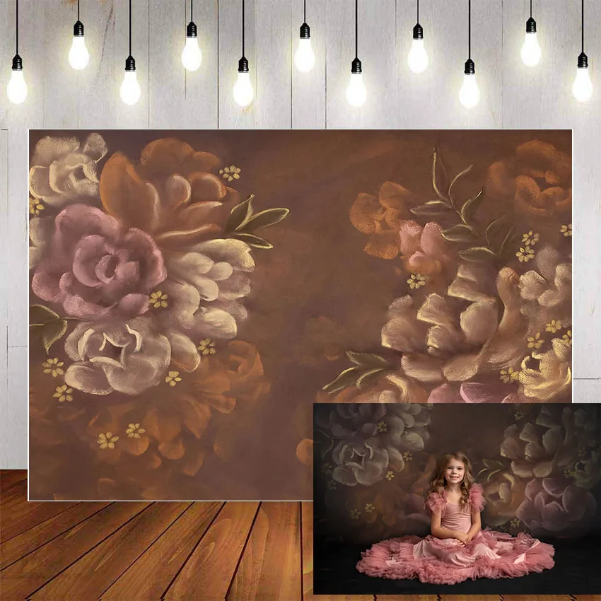 

Mehofond Photography Backdrop Flowers Retro Floral Oil Painting Newborn Baby Child Portrait Backdrops Photocall Photo Shoot Prop