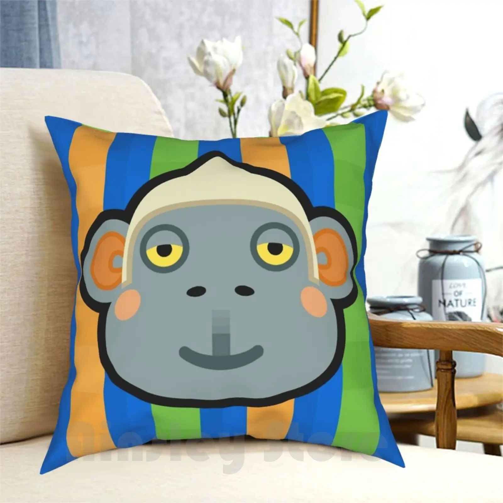

Monty Animal Pillow Case Printed Home Soft DIY Pillow cover Monty Monkey Animal New Leaf Acnl Happy Home Designer Animal