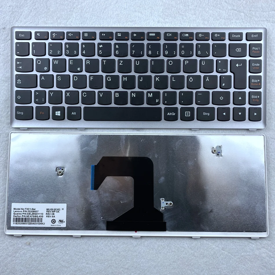 

Germany Laptop Keyboard For Lenovo IdeaPad U410 With SilverFrame T3C1-Ger 25208937 GR Layout