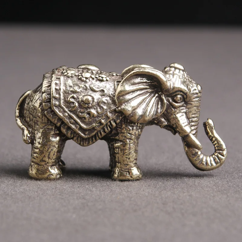 

Vinatge Brass Lucky Elephant Miniatures Figurines Home Decoration Mascot Animal Statue Ornaments Tea Pet Copperware Decor Crafts
