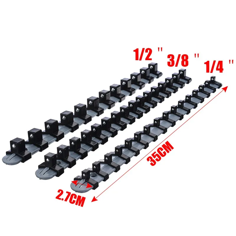 

6pcs/set Plastic Sleeve Bracket Holder Socket Tray Rail Rack Storage Holder Organizer 1/4 3/8 1/2 Inch For Storing Loose Socket