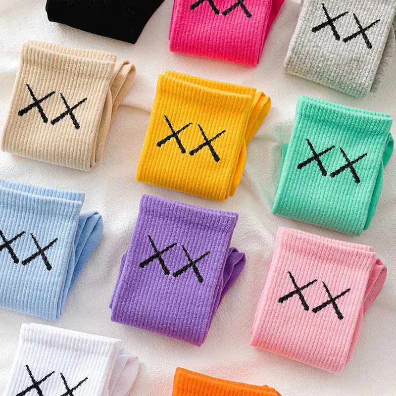 Модные Женские однотонные носки INS весна зима XX Дышащие хлопковые в японском