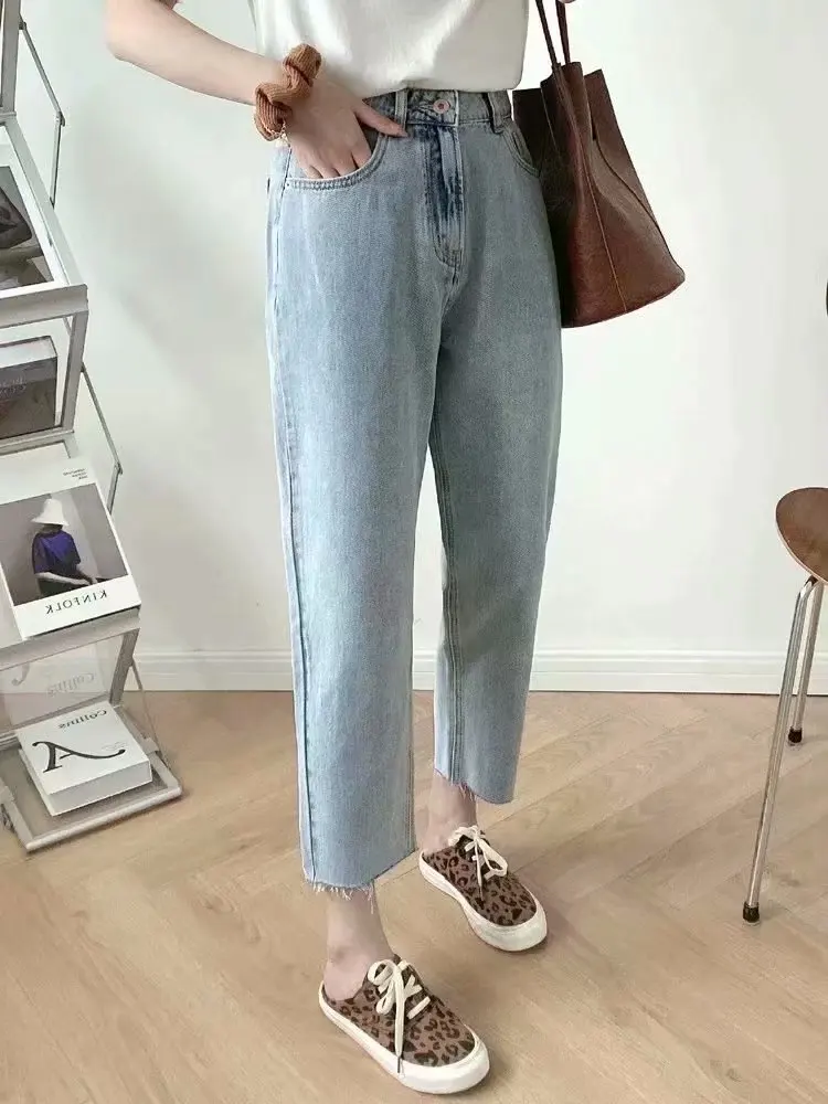 

ZA spring and summer new women's clothing all-match casual straight-leg pants high-waist loose-fitting jeans