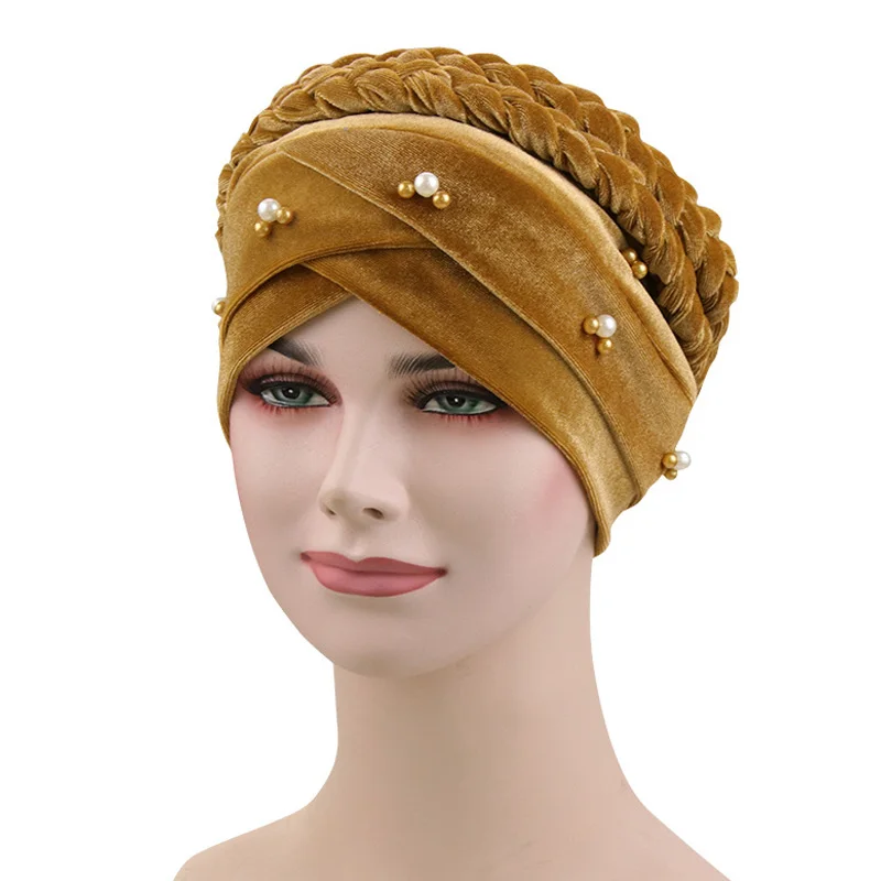 Новая бархатная длинная оплетка тюрбан Кепка женская мусульманская шляпа