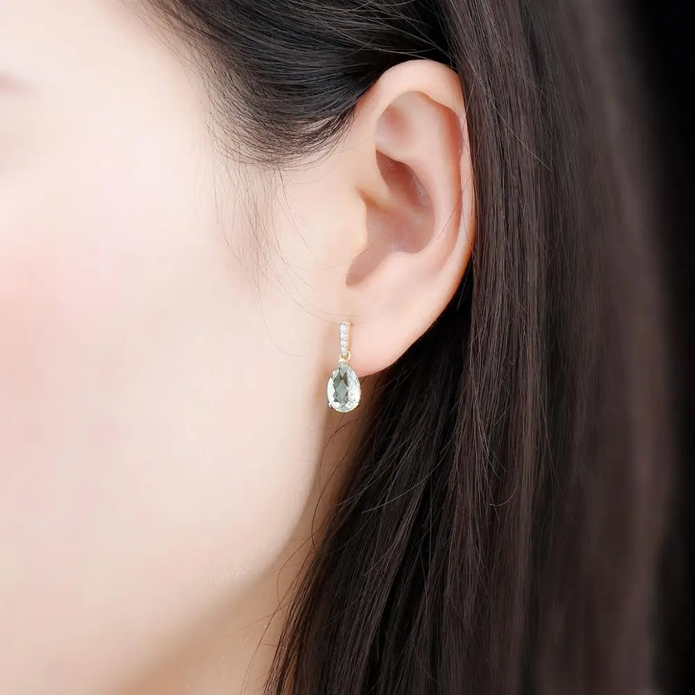 Серьги с натуральным зеленым аметистом (кварц) 2 68 карат серьги подвески из