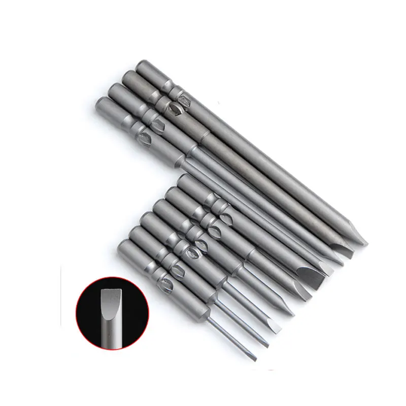 

7Pcs Slotted Screwdriver bit set 6mm Shank 802 1.6mm 2.0mm 2.5mm 3mm 4mm 5mm 6mm Electric Magnetic Screwdriver 60mm 100mm Length