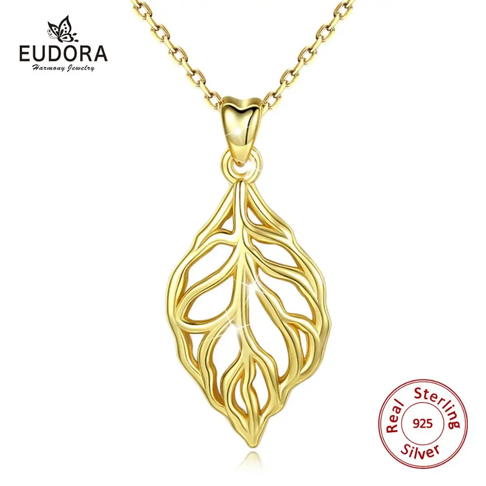 

Женское Ожерелье с кулоном из стерлингового серебра 925 пробы EUDORA, цепочка с золотыми звеньями для бабушки, подарок на день рождения, D279