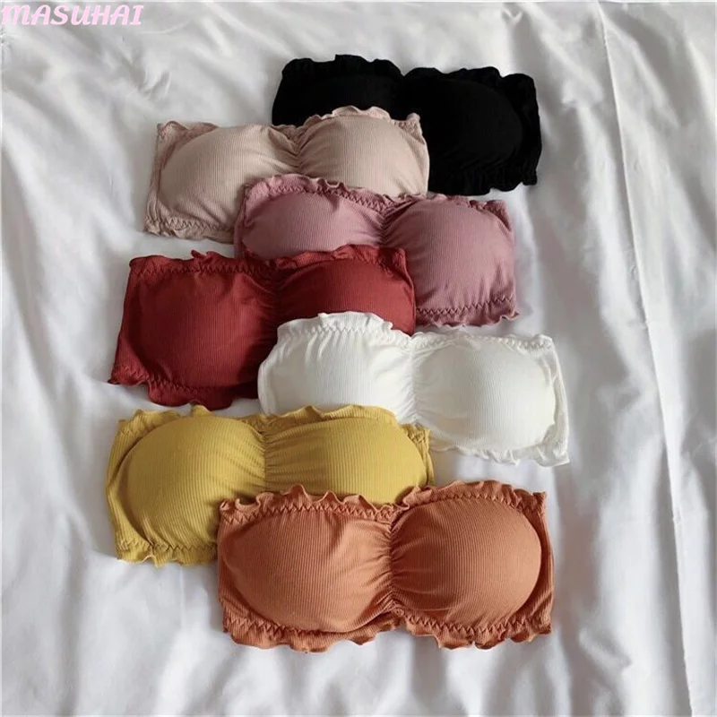 

MASUHAI girls students summer beautiful back strapless chest wrapping anti light backing versatile strapless breasted underwear