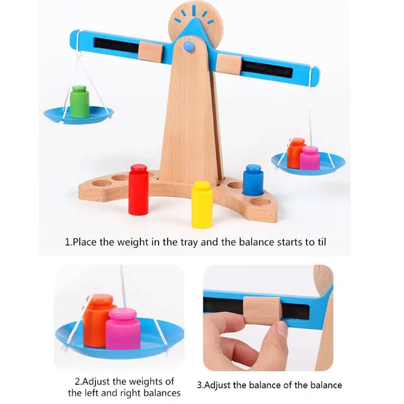 

Kids Weight Balance Scale Timber Set Early Learning Educational Toys Math Gifts