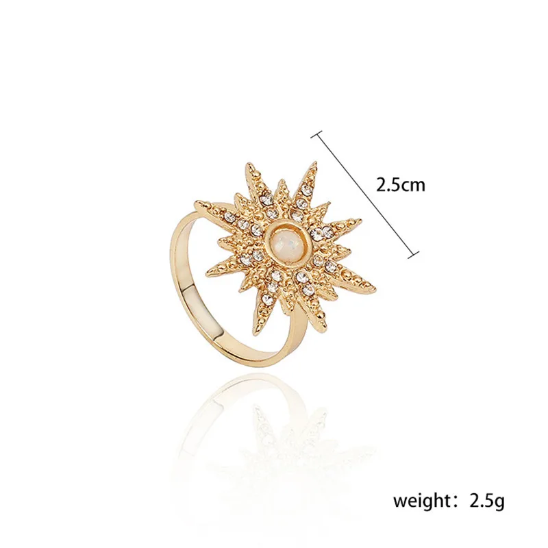 Позолоченное Опаловое кольцо Северная звезда 18k/кольцо Звезда с фианитами