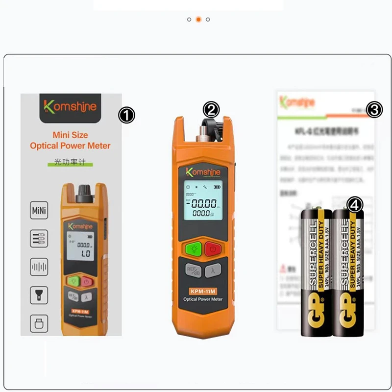 

Komshine KPM-11M Fiber Optical Power Meter Mini OPM Medidor De Potência PT Support FC/SC/ST Interface